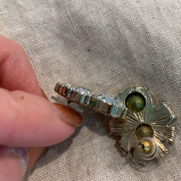 Crystal Cluster Gold Earrings - Picture 5 of 6